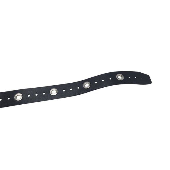 Womens Nine West Black Perforated Belt Sz XL Silver Logo Grommet Punk Rocker Emo main image 7